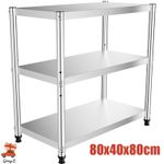 Stainless Steel Work Table Commercial Catering Table Kitchen Prep Table 80X40CM