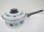 Vintage Floral Enamel Cooking Saucepan - 1 1/2 Pt
