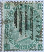 GB Used in Panama/1867, Green, 1 Shilling(SG117, Pl. 4)/"C35" Bar Numeral/G-VG
