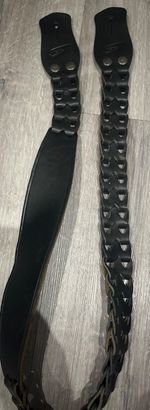 Leather guitar strap 46 inches long new old stock black genuine leather