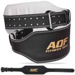 AQF Weight Lifting Belt 6" Padded Leather Back Support Gym Powerlifting Fitness