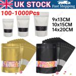 Window Matt Finish Mylar Bag Stand Up Pouches Food Grade Heat Seal Zip Lock UK