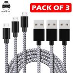 Heavyduty Braided Micro USB Charger Charging Lead Data Sync Phone Cable 1M 2M 3M