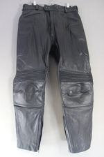 FRANK THOMAS CLASSIC BLACK LEATHER BIKER TROUSERS: WAIST 34 INCHES/LEG 29 INCHES