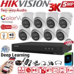 HIKVISION DVR CCTV SECURITY SYSTEM 5MP Night ColorVu 2-Way Audio 3K CAMERA Kit