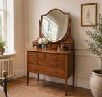Antique Victorian Mahogany Vanity Dressing Table Shield Mirror Chest Of Drawers