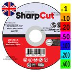 SharpCut (4.5") 115mm x 1mm x 22.2mm Thin Stainless Steel Metal Cutting Discs