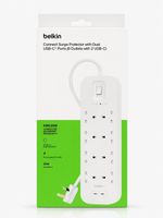 Belkin 8 Way Surge Protector Extension Lead 2M Power Strip & Dual USB-Charger