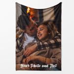 Personalised Photo Blanket with Text Custom Picture Gift for Family Friends, Pet