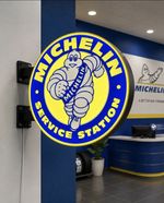 Michelin Service Station Double Sided LED Light Box Garage Wall Sign 23cm