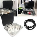 Stainless Steel Square Sink With Glass Lid for Campervan Motorhome Caravan RV