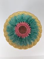 Antique Majolica Coloured Sunflower Comport/ Cake Stand