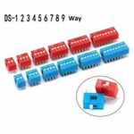 Red/Blue 1 2 3 4 5 6 7 8 9-Way Bits Position DIP DIL Toggle Switch Pitch 2.54mm