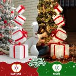 3FT Pre-lit Stacked Gift Box Tower Present Boxes Ornament Christmas Party Decor