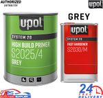 U-Pol S2025 2K Grey High Build Primer +S2030 Fast Hardener 5L Kit +1x Glove Pair