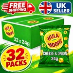HULA HOOPS CHEESE & ONION POTATO RINGS CRISPS 34g BAG FULL BOX (PACK OF 32)