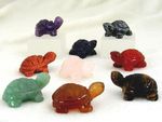 Gemstone Tortoise Hand Carved Ornament Jasper Rose Quartz Agate Amethyst Kambaba
