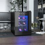 Mini Wine Fridge 2Racks Storage Organizer 6Bottle Triple Glass Door Touch Screen