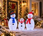 Set of 3 Light Up Snowman Family Christmas Outdoor Garden Decorations 80 LED