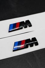 2x BMW M Sport Emblem Gloss Black Sticker Side Wing Fender Badge 45x15mm