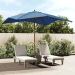 Garden Parasol with Wooden  Azure Blue 300x300x273 P4F7