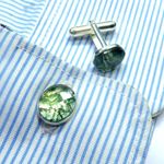Moss Agate Gemstone 925 Sterling Silver Cufflinks For Men's Special Gift
