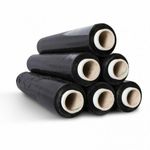 6 STRONG ROLLS BLACK PALLET STRETCH SHRINK WRAP 400MM X 250M PACKING CLING FILM