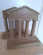 Pair Heavy Greek Temple Bookends Classical Parthenon Column Stone Effect Decor