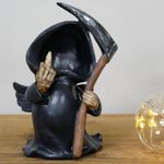 Up Yours Grim Reaper Ornament Funny Resin Figure Gothic Skeleton Statue Quirky