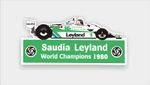 2x Saudia Leyland Williams F1, Formula One, Alan Jones stickers.