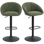 HOMCOM Swivel Bar Stools Set of 2 Height Adjustable Bar Chairs Dark Green