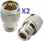 UHF Male PL259 to N Type Female Adapter Converter x 2Pcs