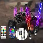 2pcs 1FT RGB Whip Lights LED Whip Lights APP & Remote Control for UTV ATV Spiral