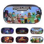 까Kids Game Minecraft Pencil Case Double Layer Stationery Pen Pouch Organizer Bag