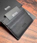 HUGO BOSS 6  Slots Black Leather Card Holder