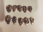 Beige Gold 3D Coffin Press-On Nails, Long, Luxury Rhinestone Theme