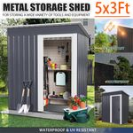 5 X 3FT Metal Garden Shed Outdoor Storage Cabinet House Box Pent Roof Grey