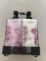 Pecksniff's Rose & Peony Hand Wash & Hand & Body Lotion 500ml Glass Caddy