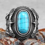 Men's 316L Stainless Steel Eagle Ring Turquoise Gemstone Punk Rock Jewellery
