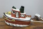 Van Hill Pottery Tug Boat Ceramic Lamp Nightlight 20cm Tested And Working VGC 