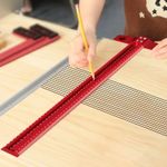 Precision T Square Ruler with Guide Holes for Woodwork Layout Marking 300-500mm