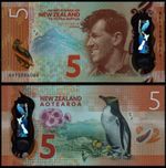 NEW ZEALAND 5 DOLLARS (P191) N. D. (2015) POLYMER UNC