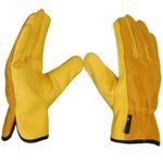 SAWANS Yellow Leather Gardening Gloves Garden Work Gloves Driver Safety Glove