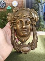 Beautiful Antique Art Nouveau Solid Brass Godess Door Knocker, Stamped England