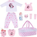 8-Piece Reborn Baby Doll Clothes Set for 17-22 Inch with Bassinet & Accessories