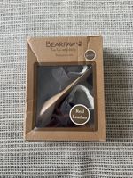 BEARPAW Grey Leather Faux Fur Lined Ankle Bootie Hook & Loop UK 0.5