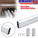 Oval Rail 1.5X3cm Wardrobe Pole Hanging Tube Rod Bar Clothes Storage + Fittings