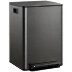 HOMCOM 2 x 30L Double Kitchen Bin, Pedal Bin with Soft-Close Lid, Black