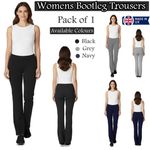 Womens Bootleg Trousers Stretch Flared Pull On Pants Ladies Bootcut Leggings