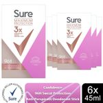 Sure Women Maximum Protection Confidence Anti-Perspirant Cream, 6 Pack, 45ml